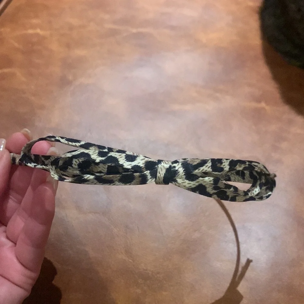 Set of three headband fabric designs: animal print with bow pink black